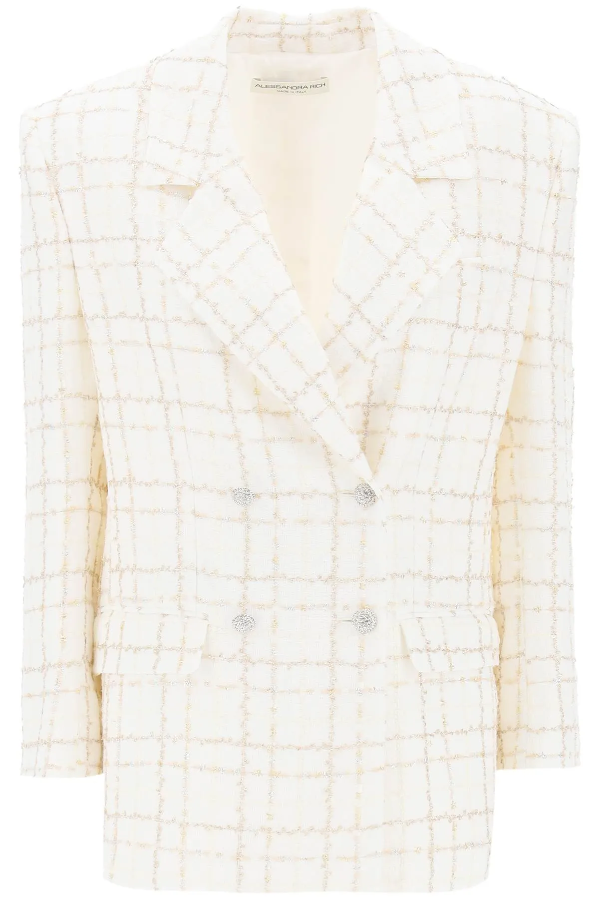 Alessandra Rich Oversized Tweed Jacket With Plaid Pattern