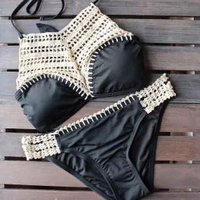 Bikini Lab - This Is The Remix Crochet Halter Bralette Top in Black