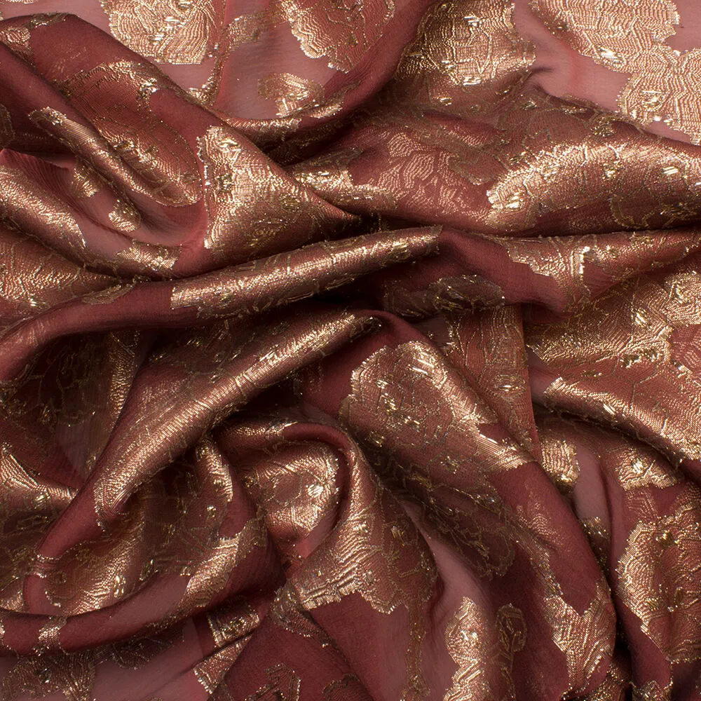 Burgundy/Gold Silk Lamé