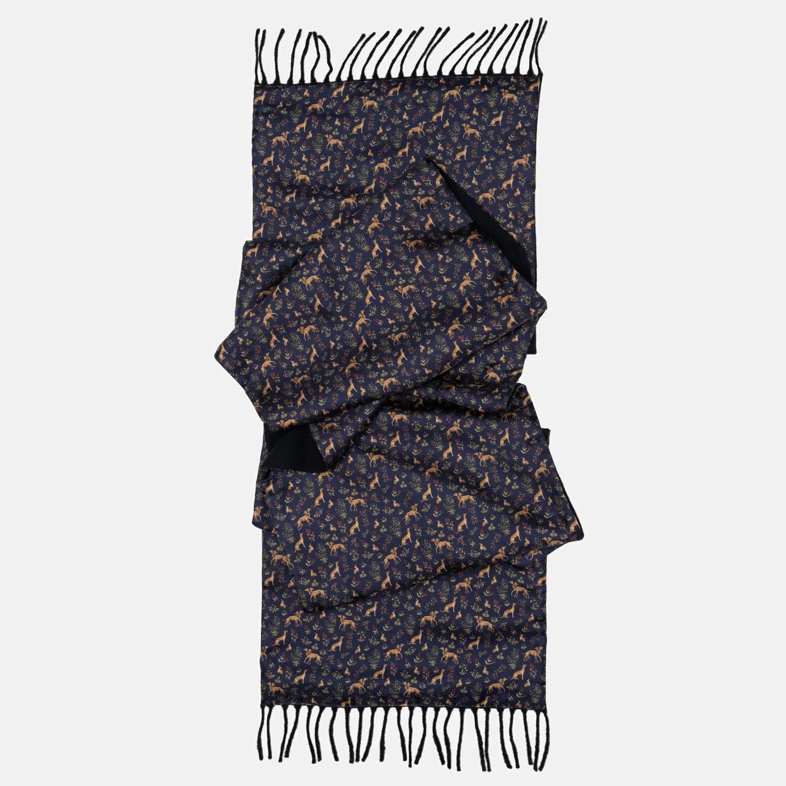 Canis Romanus - Wool Backed Silk Scarf - Navy