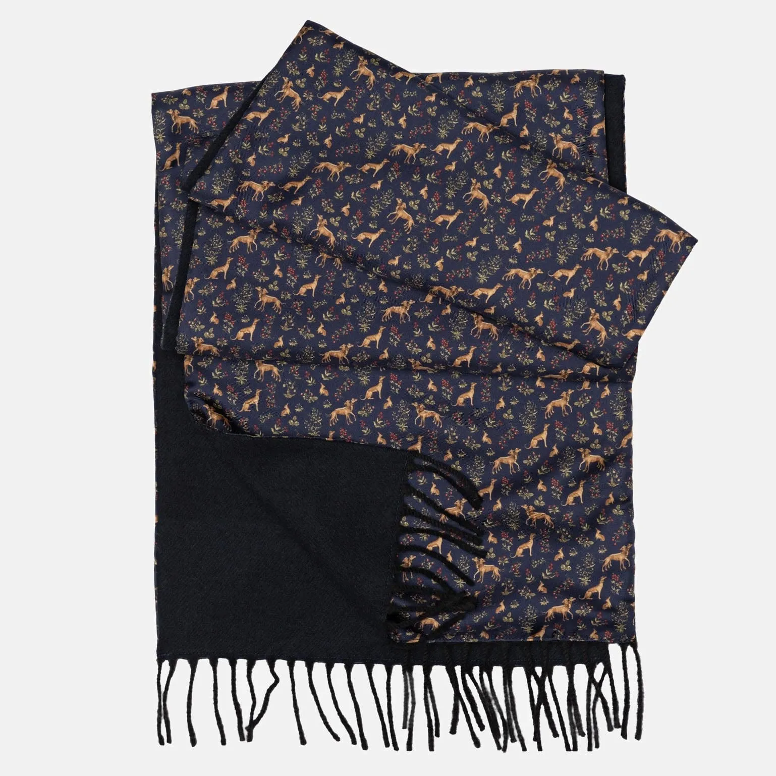 Canis Romanus - Wool Backed Silk Scarf - Navy