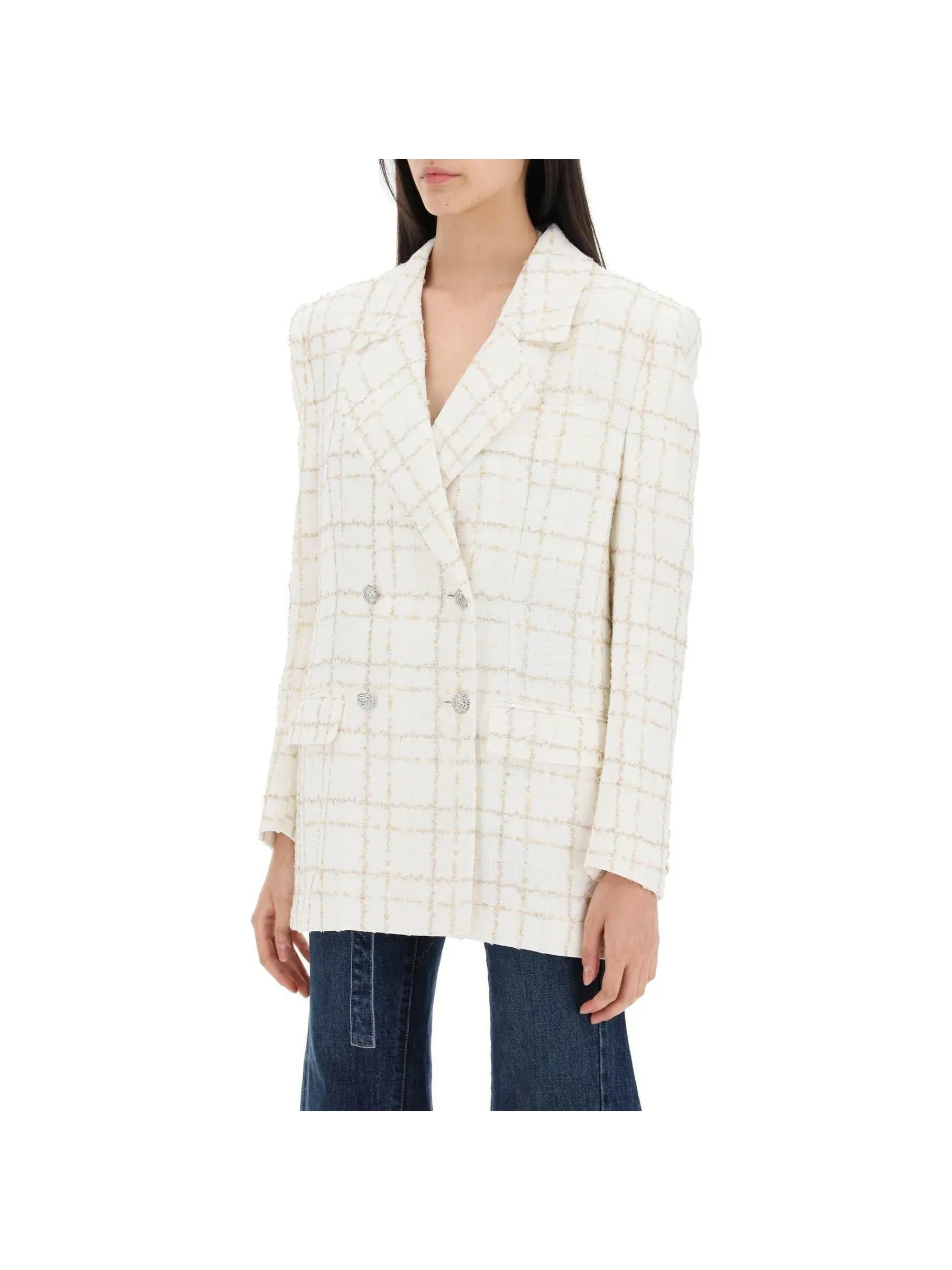 Checkered Tweed Oversized Jacket