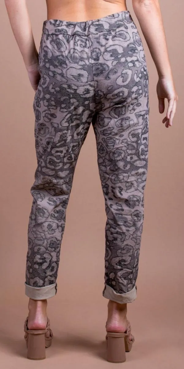 Cornelia Glitter Leopard Print Pant