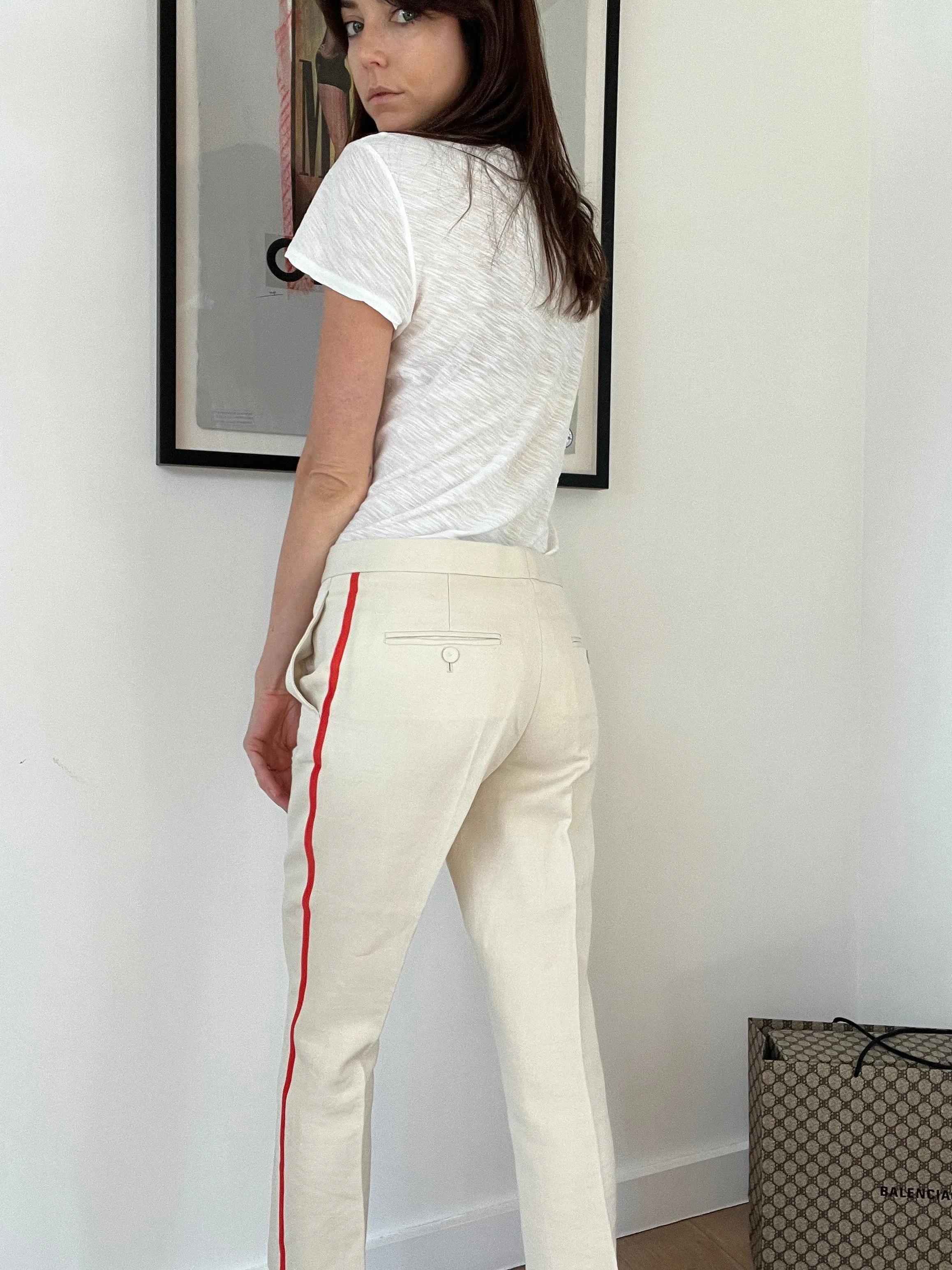 Cream cotton pants - S