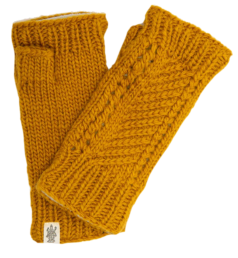 Diagonal Knit Handwarmers