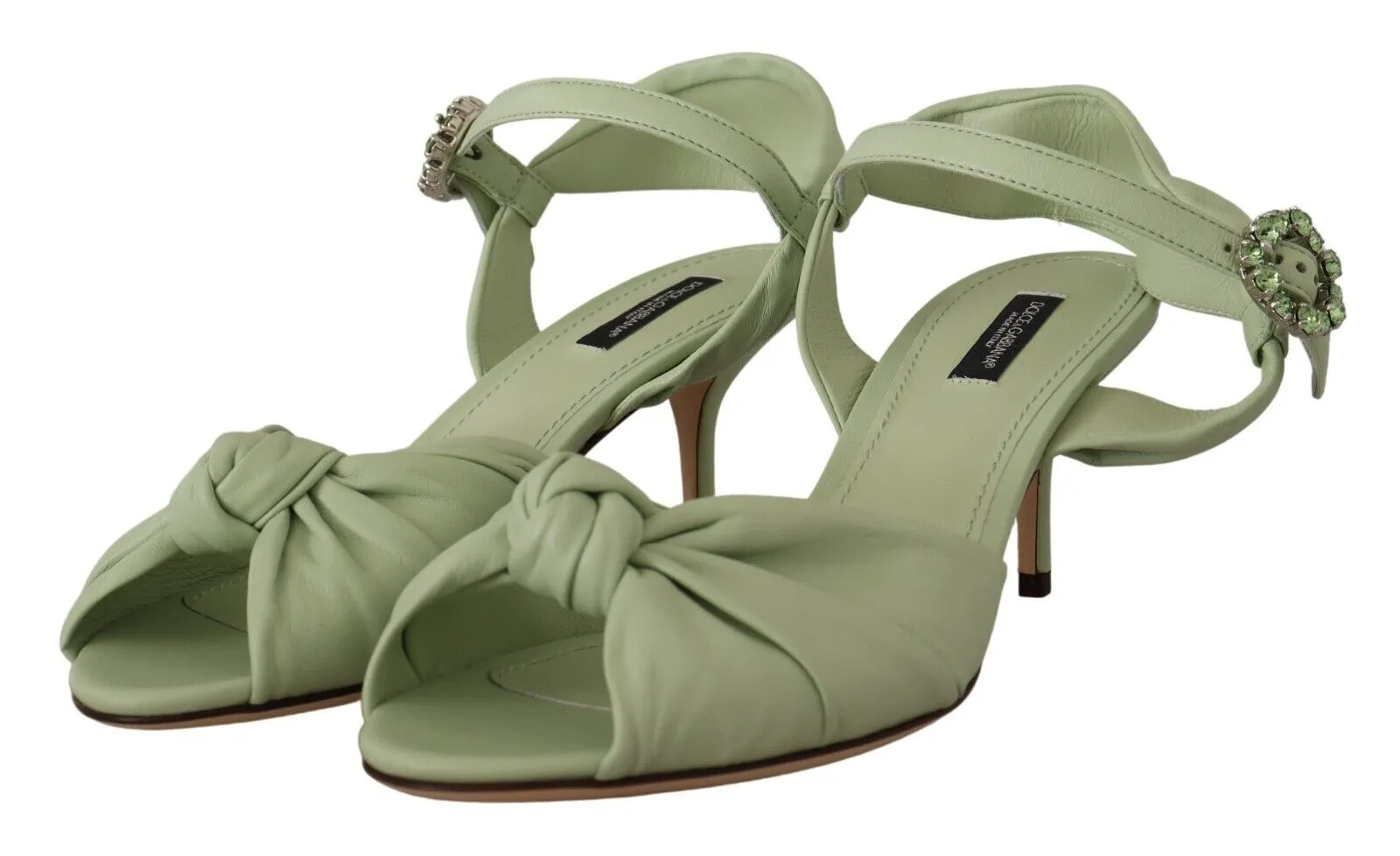 Dolce & Gabbana Green Crystal Ankle Strap Sandals Devotion Shoes