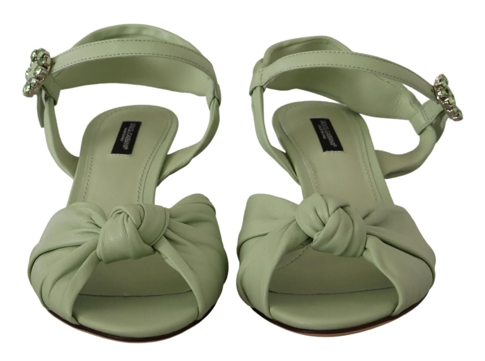 Dolce & Gabbana Green Crystal Ankle Strap Sandals Devotion Shoes