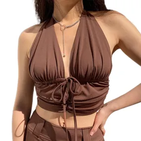 Elegant Sexy Women's Tie Up Backless Ruched Camis