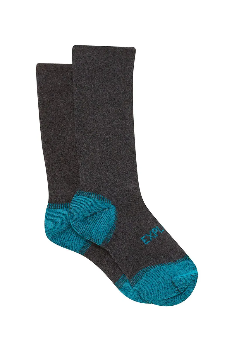 Explorer Womens Thermal Crew Socks 2 Pack - Underwater Teal/Black