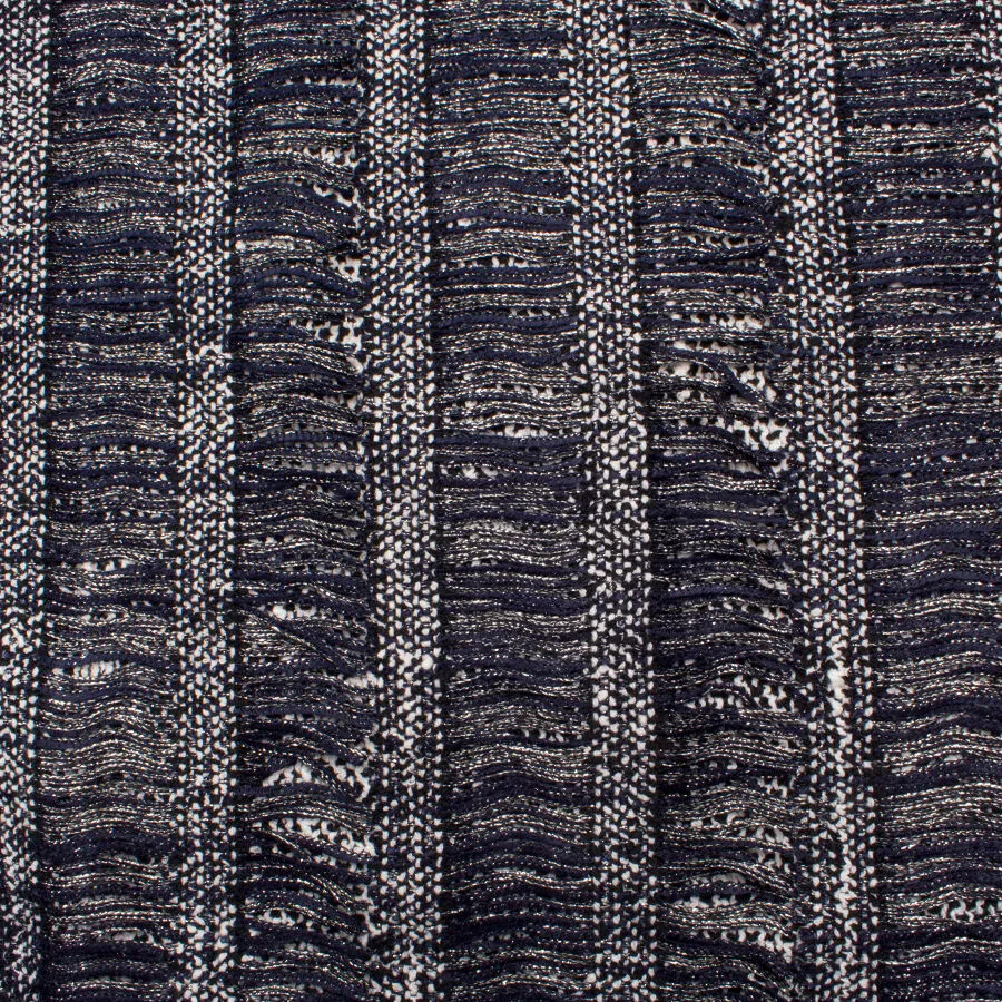 Fringed Black Metallic Mixed Fibre Bouclé