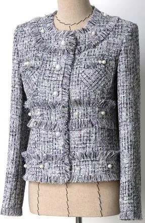 Fringed Faux-Pearl-Embellished Jacket