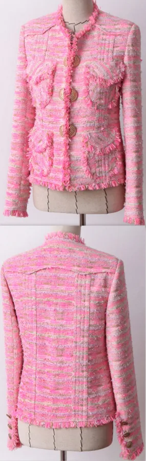 Fringed Pink Tweed Jacket