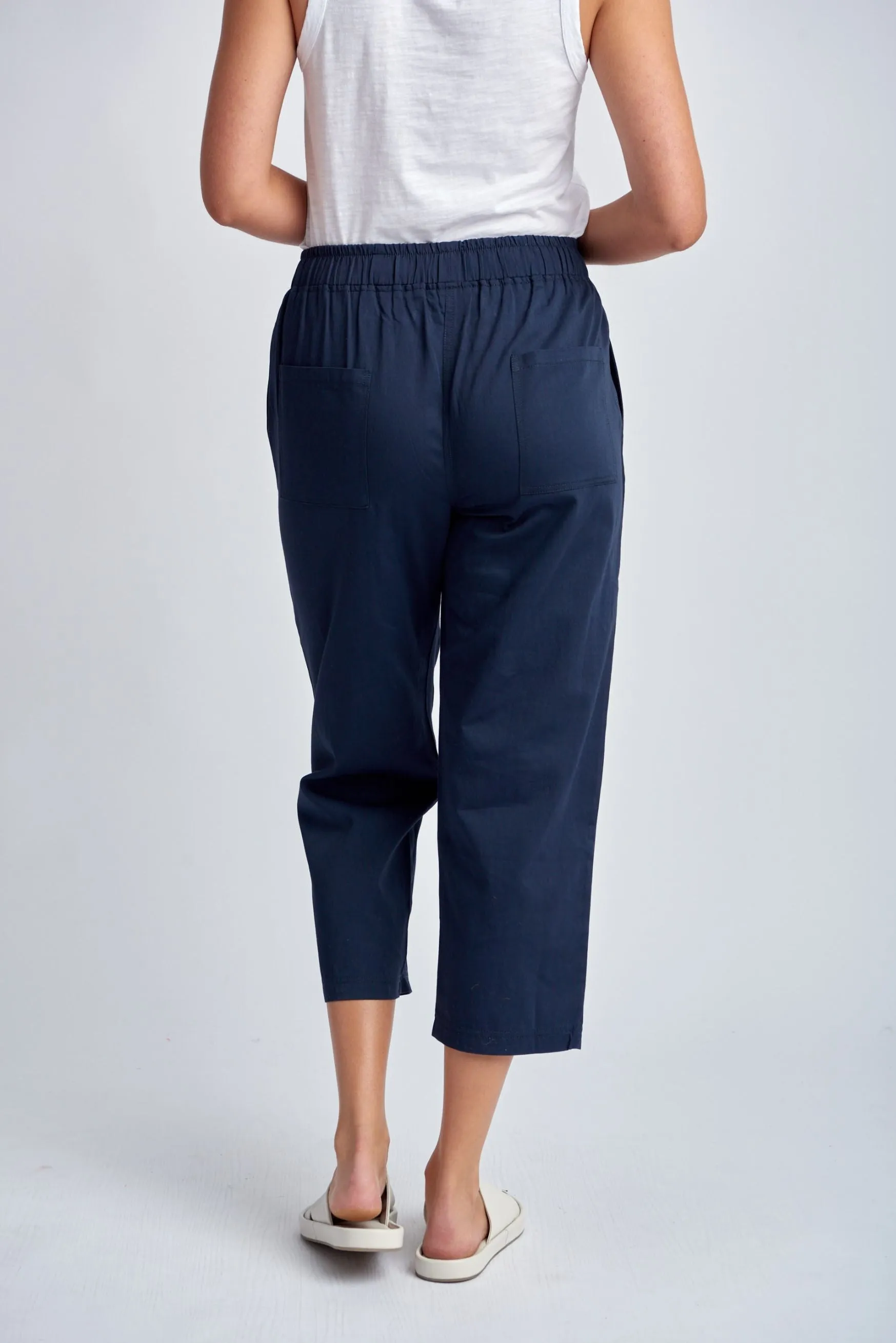 Front Pocket Cotton Pants Navy