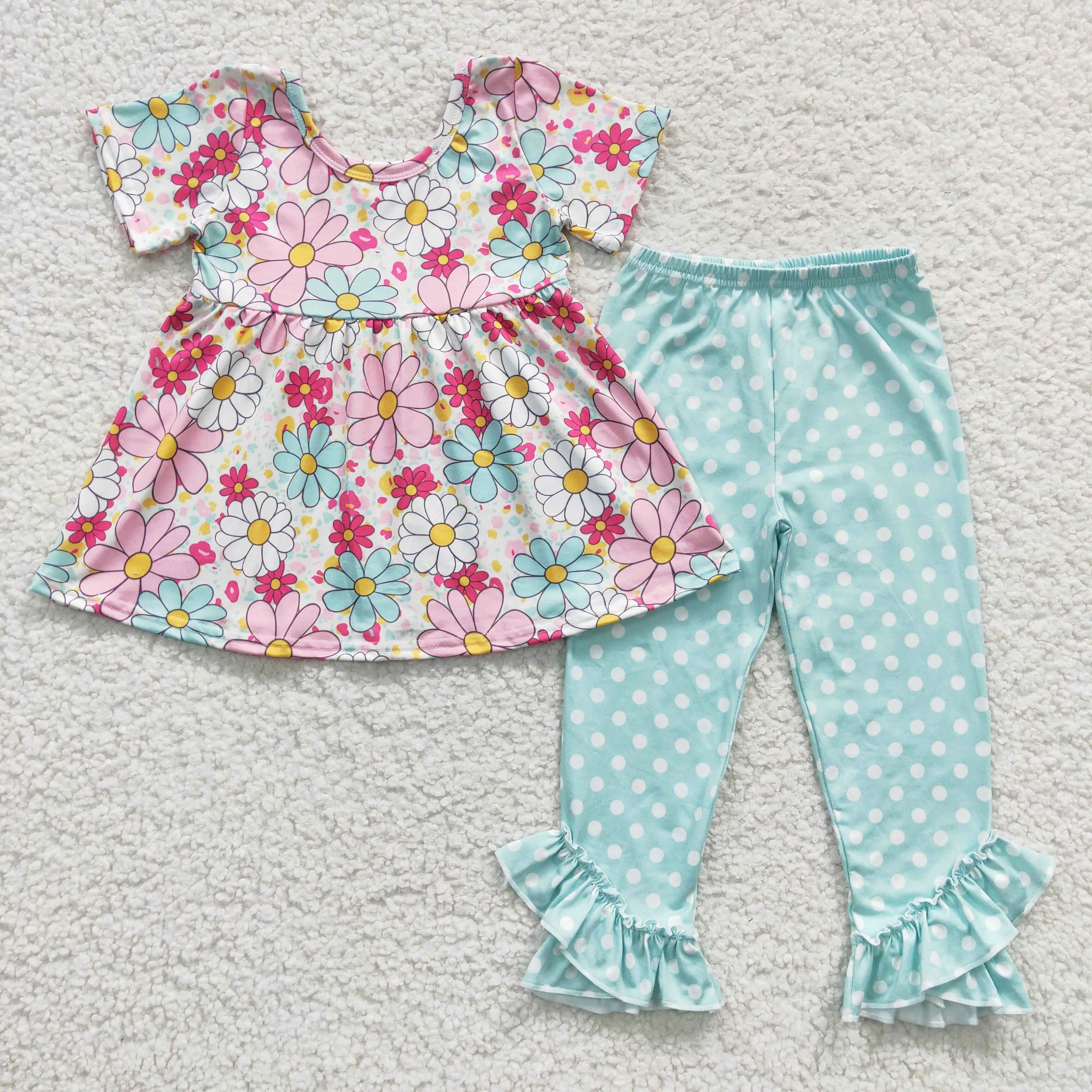 girls floral tops bottoms sets GSPO0618