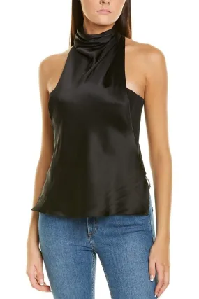 Halter Neck With Cowl Effect Opening At Back Black Top