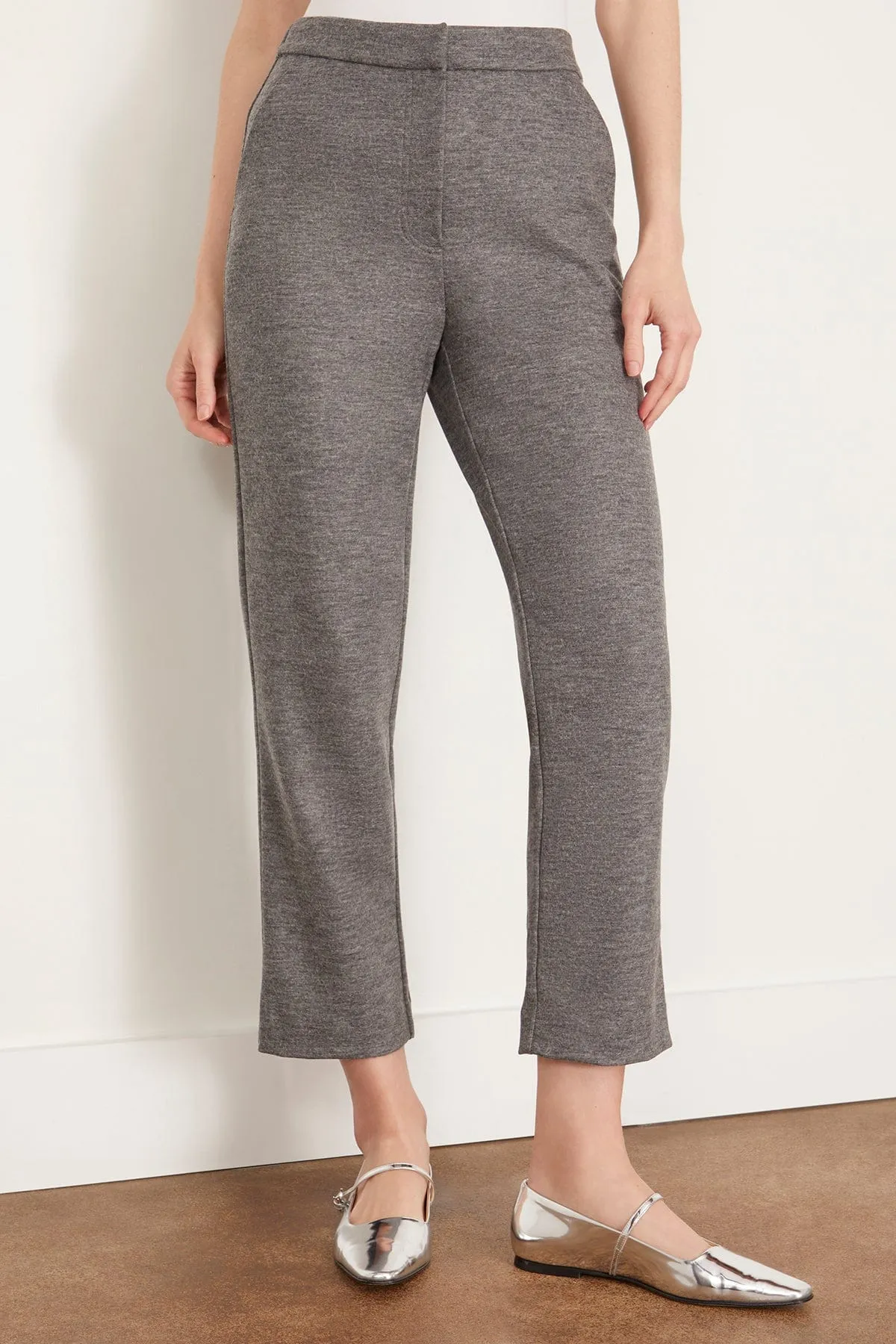 Hayley Cropped Straight Pant in Warm Gray