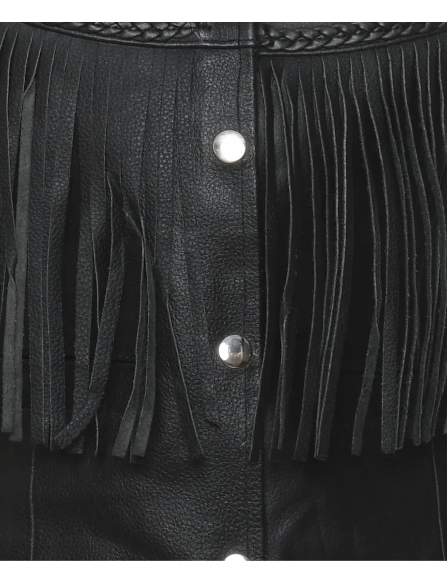 Leather Fringed Waistcoat - M