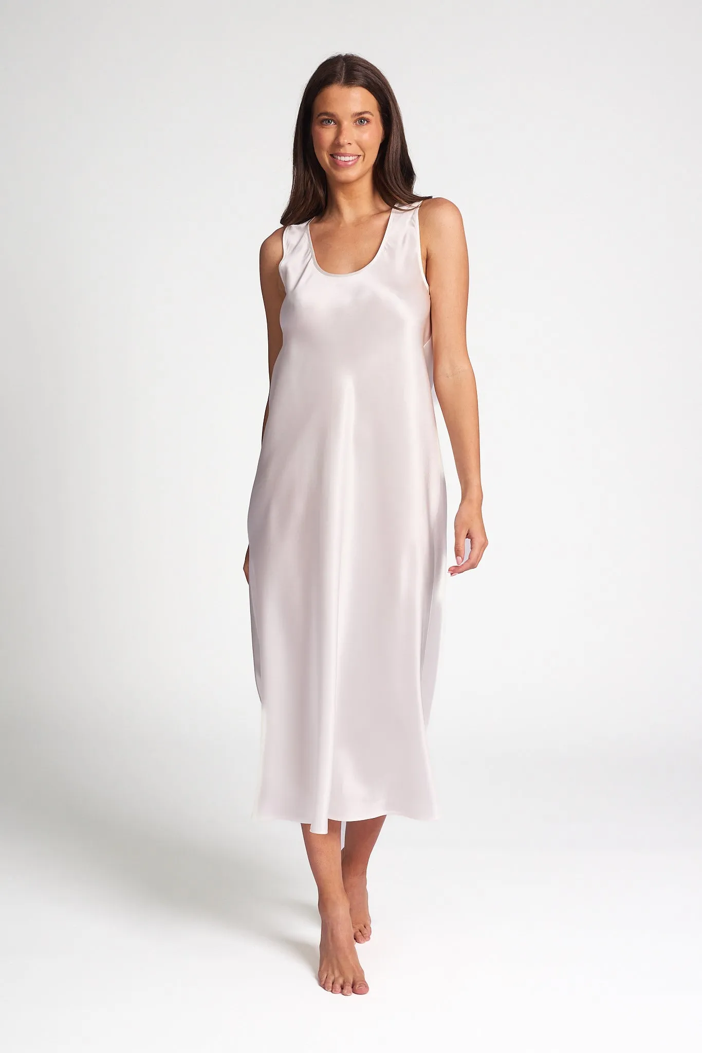 Love & Lustre - Mono Silk Long Nightie | Ivory