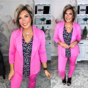 Magic 3/4 Sleeve Blazer - Dark Pink