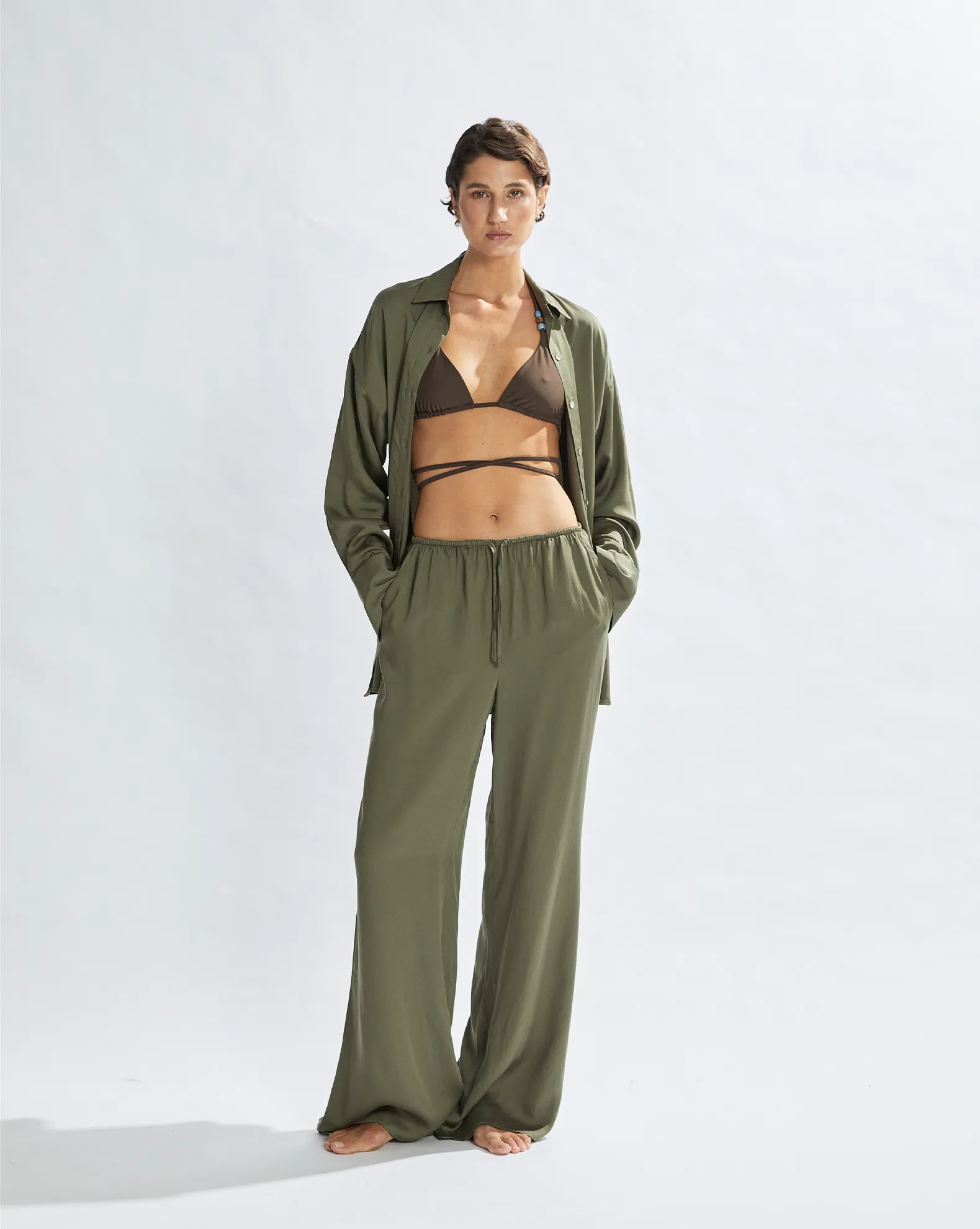 Margot Pants Khaki Cropped