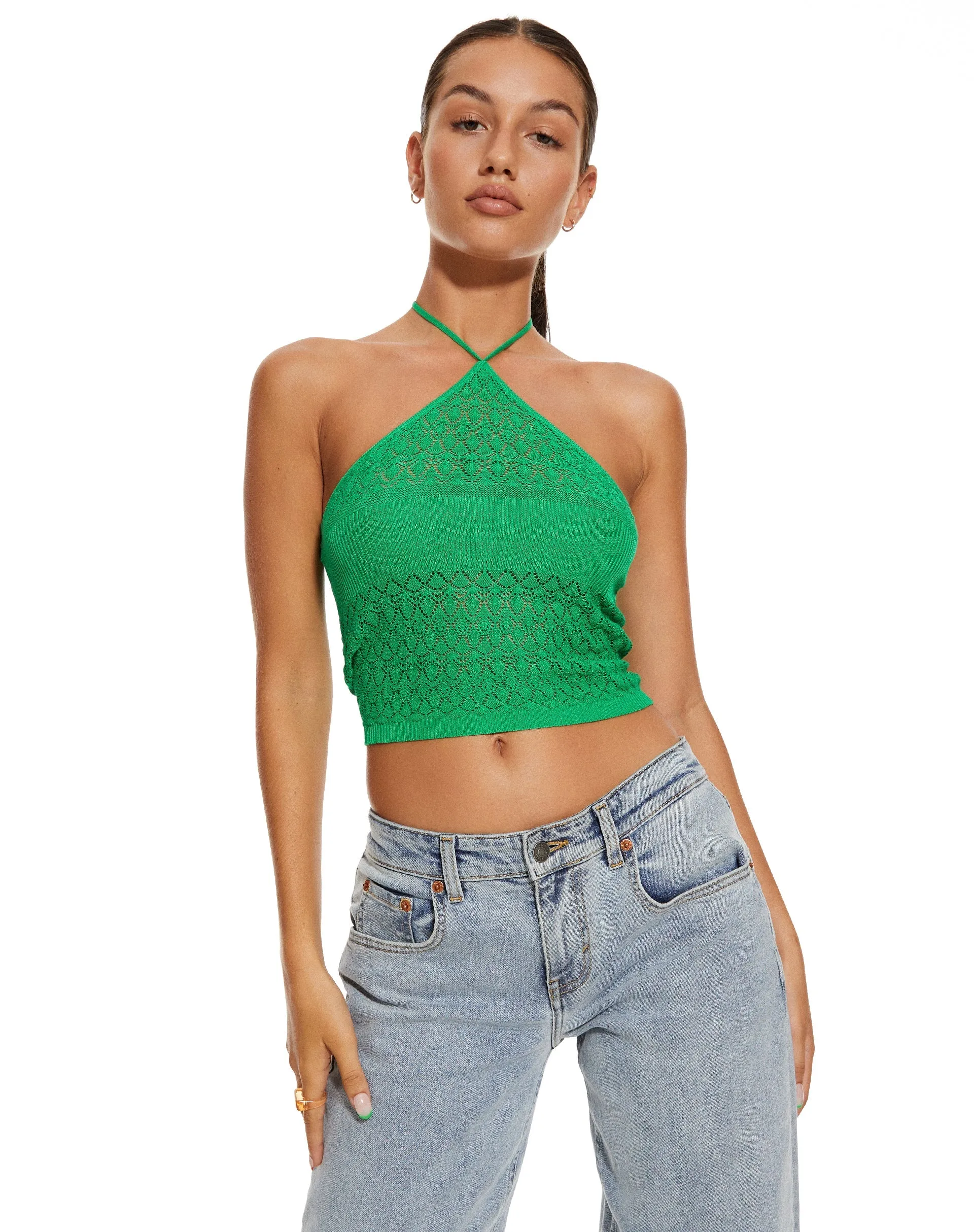 MOTEL X BARBARA Jinu Crop Top in Green