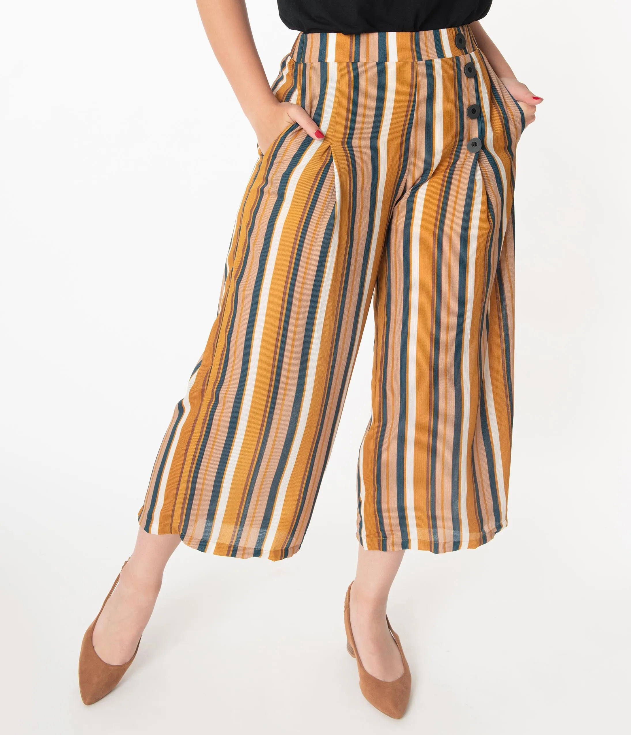 Multicolor Stripe Culotte Pants