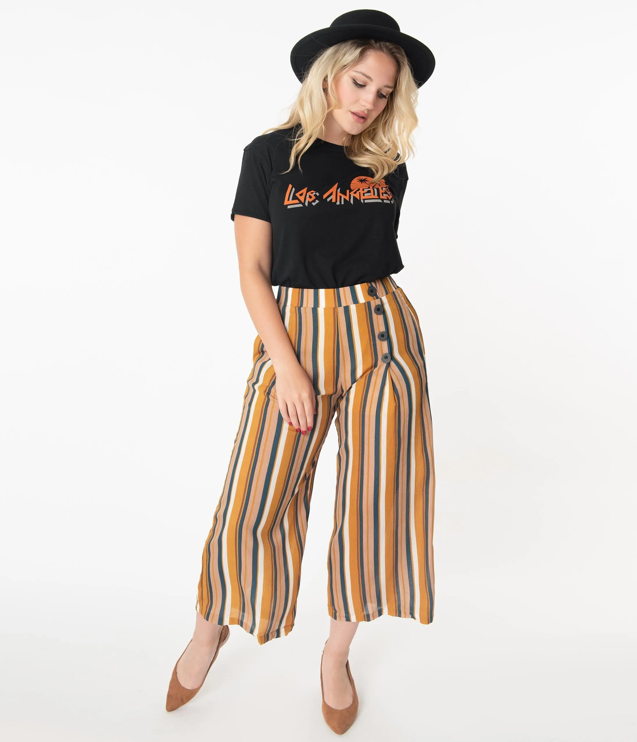 Multicolor Stripe Culotte Pants