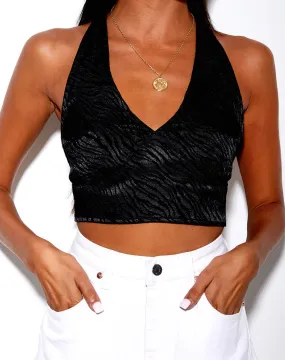 Naya Crop Top in Satin Zebra Black