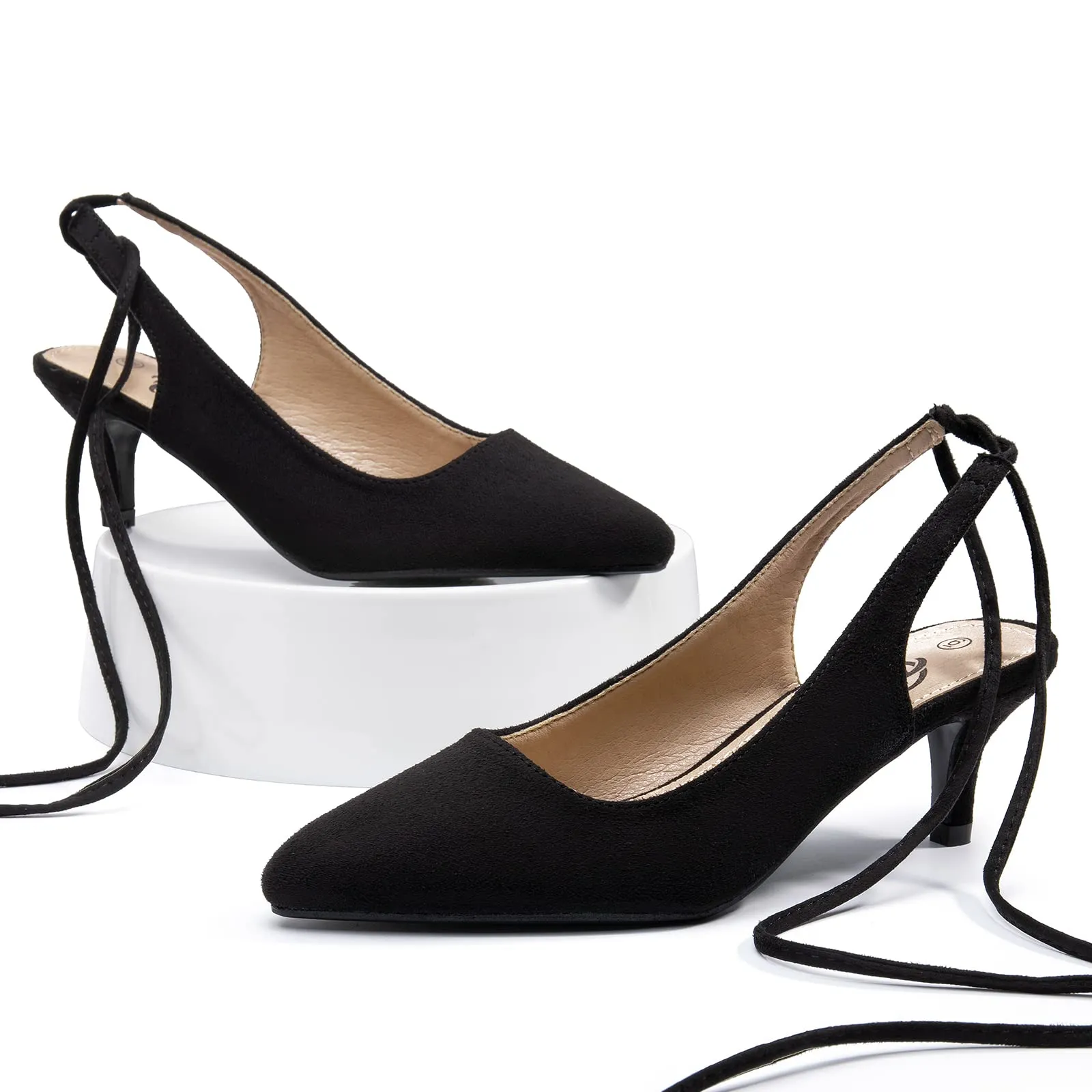 Pointed Toe Slingback Kitten Heels