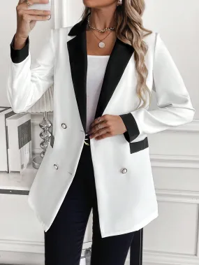 SHEIN Unity Contrast Panel Double Breasted Blazer