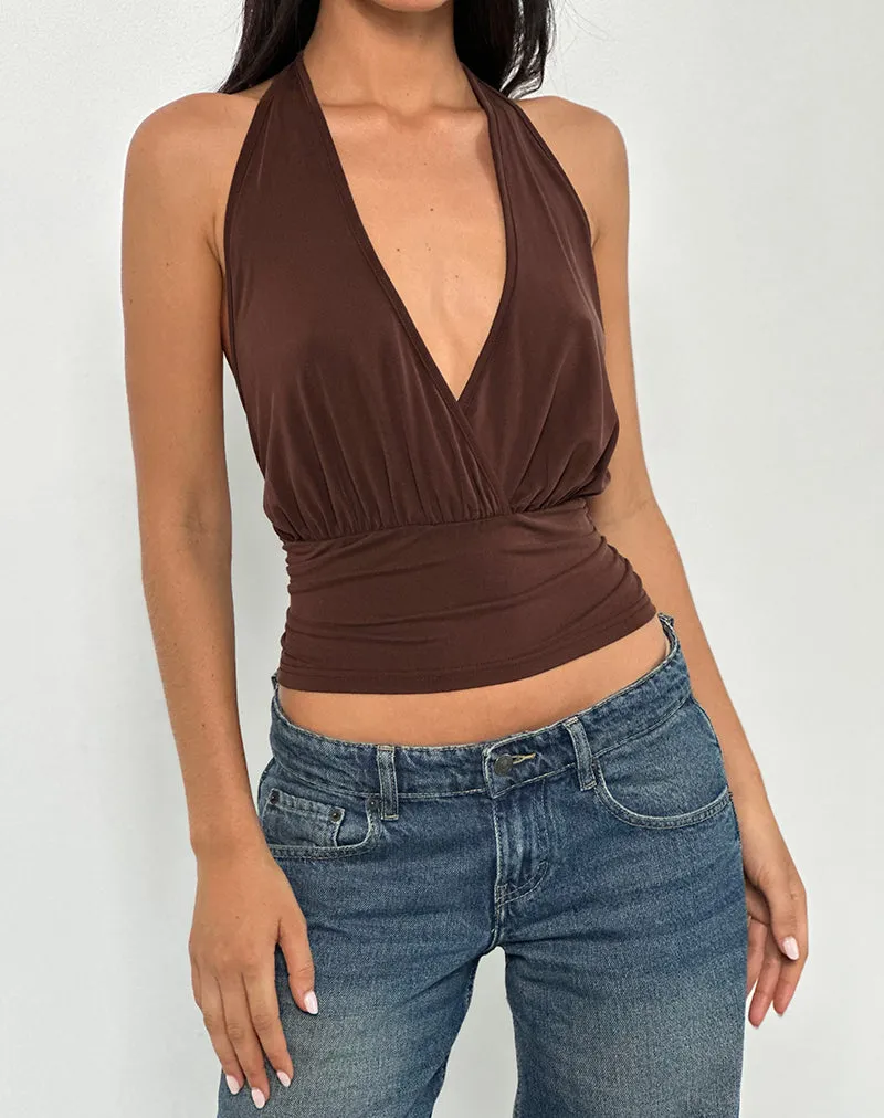 Sherlyn Halter Top In Bitter Chocolate