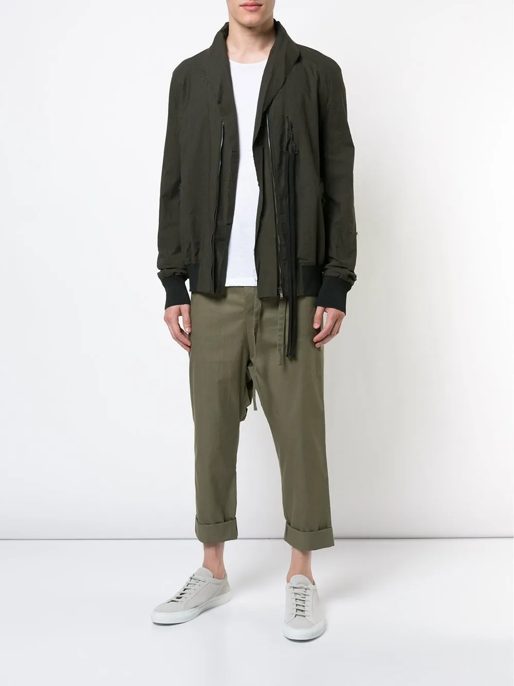 Washed Green Polate Drawstring Trousers