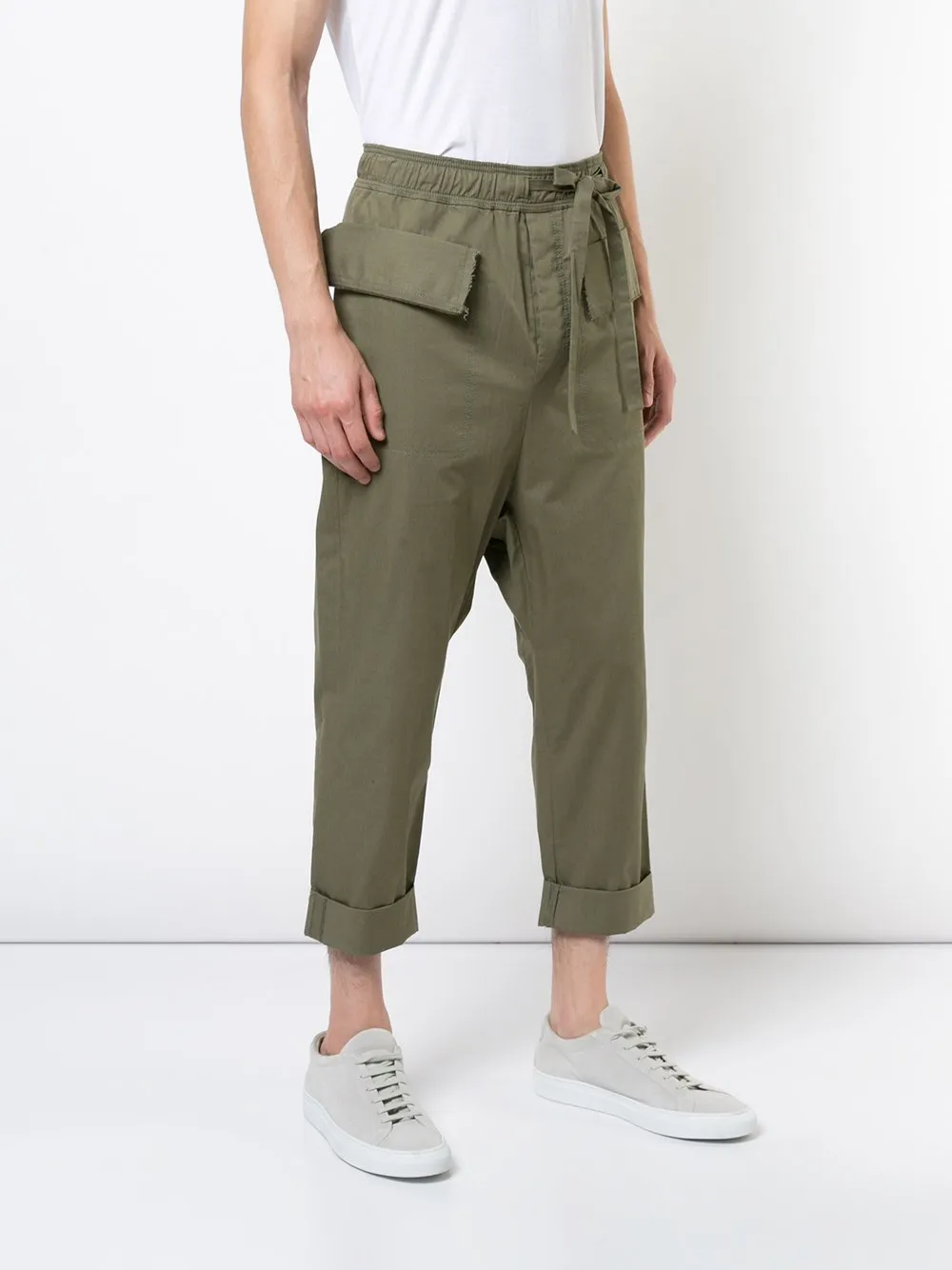 Washed Green Polate Drawstring Trousers