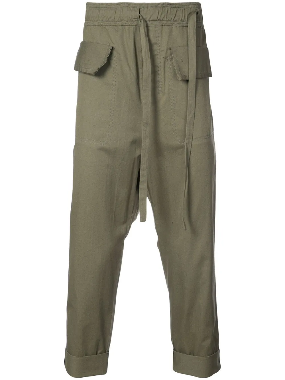 Washed Green Polate Drawstring Trousers