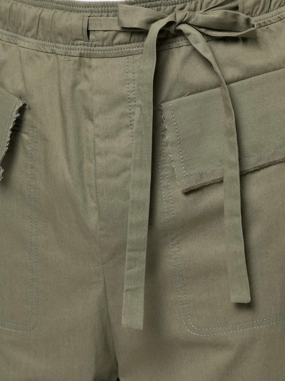 Washed Green Polate Drawstring Trousers