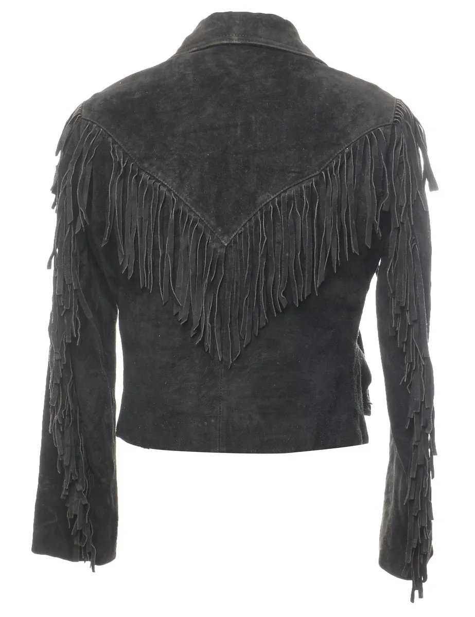 Wilson Black Suede Fringed Jacket - S