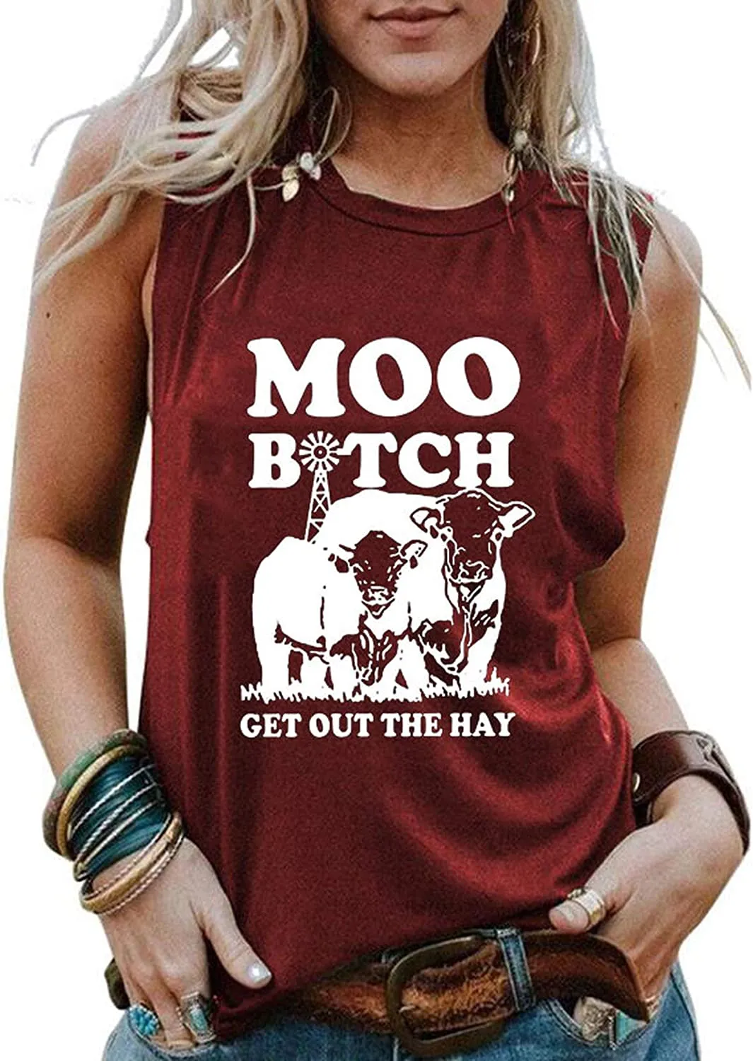 Women Moo Bitch Get Out The Hay Shirt Heifer Tank Top